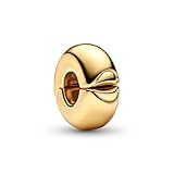 PANDORA Moments Rundes Clip-Charm aus Sterling Silber mit vergoldeter Metalllegierung, Kompatibel Moments, 763678C00