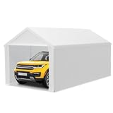 LILIIN 3x6m Zeltgarage Winterfest Stabiles Carport mit PE-Dach (170g/m²) für Auto, SUV & LKW, UV-beständige Garagenüberdachung als Lagerzelt & Weidezelt, Abnehmbare Seitenwände, Weiß