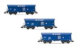 Arnold HN6565 PKP Cargo, 3er-Pack Selbstentladewagen Falls, Blaue Lackierung, epVI Güterwagen, Blau