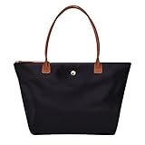 GM LIKKIE Schultertasche für Damen, Nylon, Tragegriff oben, faltbar, Wochenend-Hobo-Handtasche (Schwarz2)