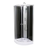 Aloni Dusche Komplettdusche Duschkabine 80 x 80 cm - Fertigdusche mit Duschwanne, Regendusche Duschkopf, Duscharmatur, Ablaufgarnitur & Brausegarnitur - ESG-Glas - Duschsystem mit Armatur