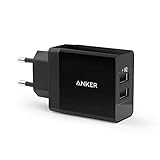 Anker 24W 2-Port USB Ladegerät mit PowerIQ Technologie für iPhone, iPad, Samsung Galaxy, Nexus, HTC, Motorola, LG und viele mehr (Schwarz)