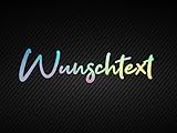 Hologram Wunschtext Oilslick Wunsch Aufkleber Selbst Gestalten Heck Frontscheibe Regenbogen Effekt Seitenscheibe Folie Namen Spruch Low Car Wunsch-Text Tuning Sticker