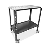 STAHLWERK Schweißtisch WT-960 ST 915 x 457 mm verzinkter Montagetisch mit 200 kg Tragkraft, D22 Lochplatte, pulverbeschichteten Beinen und Ablagefach