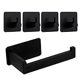 Toilettenpapierhalter Ohne Bohren, Handtuchhaken Selbstklebend, 1 Toilettenrollenhalter + 4 Handtuchhaken Edelstahl, WC Rollenhalter, Toilet Paper Holder Geeignet für Bad und Kitchen