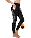Havideto Winter Reitleggings Damen Vollbesatz Thermo Reithose Damen Fleece Gefüttert Wasserdicht mit Handytasche Gürtelschlaufen Schwarz S