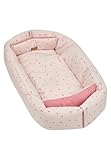Sterntaler Babynest Hase Hanni 70x50cm - weiches Kuschelnest aus Baumwoll-Mischgewebe - beidseitig verwendbar & wandelbar zur Krabbeldecke - mit Schlaufen für Spielzeug - Geschenk Idee, quarzrosa