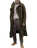 RINTONIX Herren Übergroße gekerbte lange Trenchcoat aus Kunstwollmischung, einreihig, knielang, Revers, Winterjacke, Grün (Army Green), M