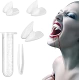 Vampirzähne, 3 Paar Vampirzähne mit Kleber Custom Reißzähne, Halloween Vampirzähne, Fake Reißzähne mit Zahnkleber für Halloween Party, Cosplay Requisiten