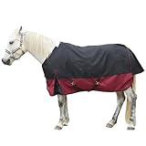 Gallopoff 1200D Reißfeste Pferdedecke, 200g/m² Füllung Outdoordecke Pferd, Leichte, Warme, wasserdichte und Atmungsaktive Winterdecke für Pferde 145 cm