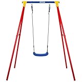 KETTLER Einzelschaukel Single Outdoor | Stabiles Schaukelgestell inklusive Schaukelsitz und Bodenanker | Metallgerüst | 50kg belastbar | Kinder ab 3 Jahren (Rot)