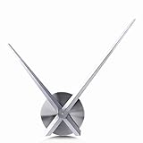 Lafocuse 3D Uhrzeiger Wanduhr Groß XXL, DIY Modern Lautlos Uhr Metall Silber, Uhrwerk mit Zeiger, Wanduhren Selber Bauen Deko für Wohnzimmer Restaurant Büro