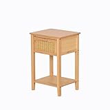 AD.CON Nachttisch aus Bambus mit Schublade Beistelltisch fürs Schlafzimmer Nachtkommode mit Ablagefach Kompakter Nachtschrank 60x40x35cm Natural
