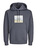 JACK & JONES Herren Kapuzenpullover Gedruckt, Iron Gate,S