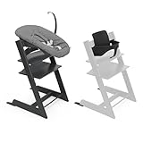 Stokke Tripp Trapp Hochstuhl, Black (inklusive Stuhl & Baby Set2) mit Newborn Set (Anthracite) - Sicheres, verstellbares, ergonomisches Design