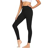 FOTOCITI Leggings Damen High Waist Elastische Sportleggins Fitnesshose Blickdicht Schwarze Laufhose Sporthose für Gym Yoga (Schwarz,S-M)