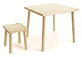 Holzfee Kinder Tisch Stuhl/Hocker Holz Massive Qualität Kiefer naturbelassen