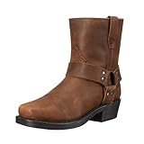 Herren Stiefel Spitze Motorrad Stiefeletten Vintage Westernstiefel Modische Ankle Boots,Dark Brown,43 EU