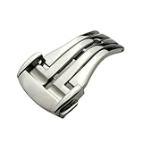 ROUREOX Butterfly Faltschließe Schnellwechsel Edelstahl Uhrenarmbänder Ersatz Schließe für Omega De Ville Collection-Silber 16mm
