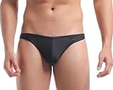 Lantra Besa Herren Badehose Männer Badetanga Badestring Schwarz Schwimmhose Kurz für Sommer Schwimmen Sonnenbad T Back Swim Thong String Bikini Bottoms Einfarbig MEHRWEG (EU Standardgröße, L)