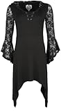 Gothicana by EMP Damen schwarzes Gothic Kleid mit Zipfelsaum und Schnürung M