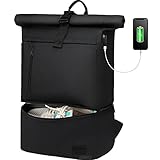 LOVEVOOK Rolltop Rucksack Damen, Wasserdicht Laptop Rucksack Herren 17 Zoll, Rucksack Rolltop, Reiserucksack Damen, Leicht Rucksack mit Schuhfach, Gym Bag Rucksack Herren, Sportrucksack für Reisen