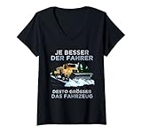 Damen Schneepflug Spruch Winterdienst Schneeräumgerät Schneepflug T-Shirt mit V-Ausschnitt