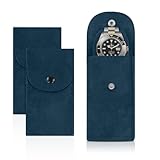 AfitLulu 2 Stück Uhrentasche Samt Uhrenaufbewahrungstasche Eingebaut Uhrenkissen für Damen und Herren, Tragbare Einzeluhr Reisetasche Uhrentasche Geschenktasche mit Schnappen (Blau)