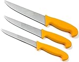 HOOZ Fleischmesser Set 3-teilig aus Edelstahl | Scharfe Küchenmesser mit Ergo-Grip Griffen | Ausbeinmesser & Stechmesser Set für Fleisch, Fisch & Geflügel | Präzise Schneidearbeiten in der Küche
