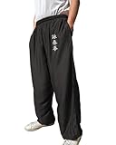 TAO MARTIAL Kung Fu Hose Wing Chun Tai Chi Stil mit Taschen Lose Hose Rayon V3 (WC Schwarz, Größe XL)