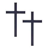 HOBBIESAY 2 Holzwandkreuze Schwarz Wanddekoration aus Holz 14x25x1,4cm mit Aufhängeloch Kirchliche Weihnachts Deko Geschenk