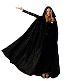 Buen Don Halloween Kostüm, Glänzender Samt Umhang für Herren und Damen, Fünf Größen, Perfekt für Halloween, Karneval und Partys, Kindergrößen erhältlich (L,Schwarz)