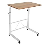 BALLSHOP Laptoptisch Höhenverstellbar Tisch Beistelltisch mit Rollen mobiler Pflegetisch 60X40 cm Laptop-Schreibtisch Stehend Computertisch für krankenbett Büro Schlafzimmer