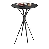 VASAGLE Stehtisch, Bartisch, hoher runder Tisch, Küchentisch, Metallgestell, 60 x 60 x 105 cm, für Küche, Wohnzimmer, Esszimmer, einfache Montage, tintenschwarz-Mattschwarz LBT024B01