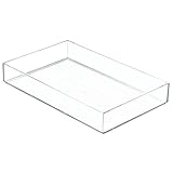 iDesign Schubladeneinsatz, extra großer Besteckkasten für Schubladen aus Kunststoff, stapelbarer Schubladentrenner für Besteck und andere Utensilien, durchsichtig, 20,3 cm x 30,5 cm