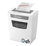 Leitz IQ Aktenvernichter Home Office, 12-10 Blatt (70-80 g/m²), TÜV+GS zertifiziert, Partikelschnitt, Sicherheitsstufe P4, Die Nummer 1 am Markt, 23L Behälter, Schredder für Büro, Weiß, 80090000