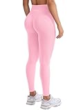 YEOREO Damen Sport Leggings Invisible Scrunch Butt Gym Leggings Hoch Taille Yoga Legging Booty Workout Leggings Booty Lifting Po Push Up Gym Sporthose Rosa M