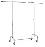Profi-Rollständer, Kleiderständer breiten- und höhenverstellbar H120-190 x B100-180 x T54 cm | langlebiger Garderobenständer verchromt | Stabiler Textilständer für schwere Kleidung Traglast bis 100 kg