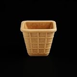 Portionsbecher Vegan 40 Stück, Vierkant Waffelbecher, 40 ml Kapazität, 56x48x48 mm, für Dips, Marmelade, Dekorationen, Fingerfood Cone King's knusprige Waffelbecher