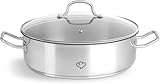 SPRINGLANE Edelstahl Schmortopf mit Glasdeckel 28 cm, 5 L, Schmorpfanne Induktion, Sevierpfanne