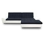 DOMO. collection Ecksofa Morton, Schlafsofa in L-Form, Eckcouch aus Leder mit edlem Microfaser-Polster, Sofa mit Schlaffunktion, Couch, 304 x 200 x 84 cm (BxTxH), schwarz/weiß