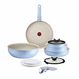 Tefal Ingenio Serenity Kochgeschirr-Set 11-teilig, Mineralia Antihaftversiegelung, platzsparend, stapelbar, für alle Herdarten, spülmaschinengeeignet, Calm Blue, L827SB04