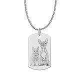 MagicDeer Halskette für Männer und Frauen, personalisierbar, Militäranhänger, Haustierliebhaber, personalisierte Katze, Mutter, Gedenkgeschenk, Erinnerungsbild, gravierter Foto, Schmuck für Hundemarke