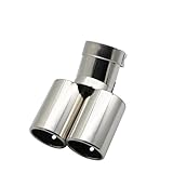 Auto Endrohre Auto Styling Schalldämpfer Auspuffendrohr Flach Universell Gebogen Edelstahl Mehrere Größen Doppelauslass 63 Mm Auspuffblende(Silver 67MM)