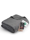 Ibena Malaga Bio Wolldecke 150x200 cm – 100% Baumwolle, Made in Germany, Baumwolldecke dunkelgrau