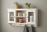 Riyashop Wandschrank Wandgarderobe Wandvitrine Weiss Wandregal Hängeschrank Glastür Wandschrank Regalen, passend für Büros, Esszimmer, Wohnzimmer, Küchen und Badezimmer Landhaus