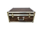 Akkordeonkoffer 120 Bass Holz Case Flightcase Nuss-Natura 58x48x25 cm – robuster Holzkoffer mit Polsterung, Metallecken & Tragegriff – stilvolles Akkordeon Case für sicheren Transport & Schutz