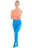 ML-Sport24 Damen Leggings mit Fuß glänzend Stretch Shiny 80% Polyamid 20% Elasthan, L, Schwarz