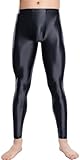 AIEOE Herren Glossy Hose Enge Shiny Leggings Nylon Öl Glänzend Strumpfhosen Sport Tights Hose Dünn Transparente Unterhose Pants XL