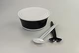 TUPPERWARE Eleganzia 2,3 L schwarz weiß Schale Servierschale + Salatbesteck